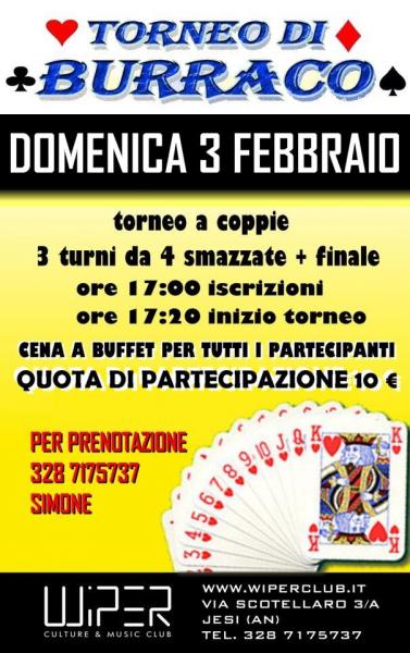 SUPER TORNEO DI BURRACO @ WIPER CLUB