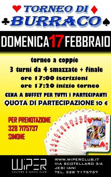 SUPER TORNEO DI BURRACO @ WIPER CLUB