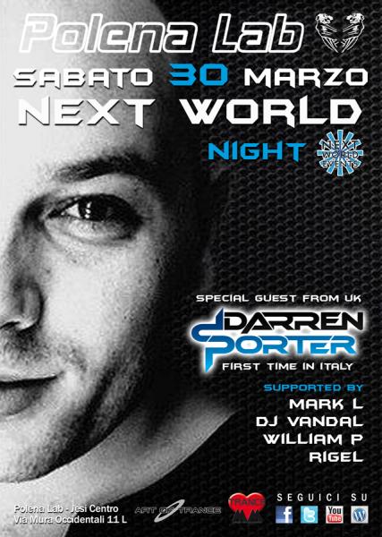 NEXT WORLD NIGHT pres. DARREN PORTER 1st Time in Italy