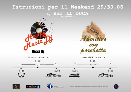 Weekend targato BAR IL DUCA – sab.29 festa con HAPPY MUSIC & dom.30 aperitivo PORCHETTA