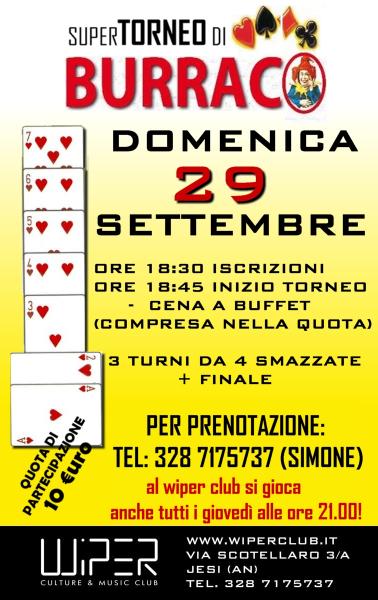 SUPER TORNEO DI BURRACO - DOMENICA 29 SETTEMBRE