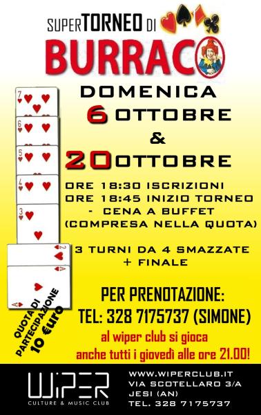 SUPER TORNEO DI BURRACO - DOMENICA 6 OTTOBRE