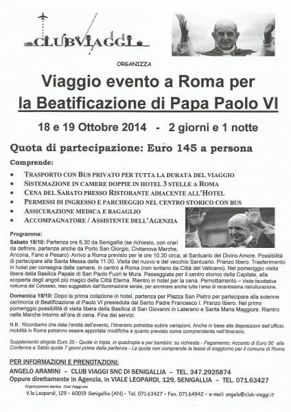 Gita a Roma per la Beatificazione di Paolo VI