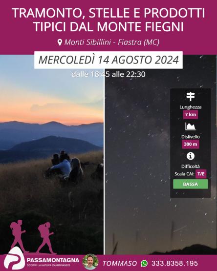 Tramonto, stelle e prodotti tipici dal Monte Fiegni